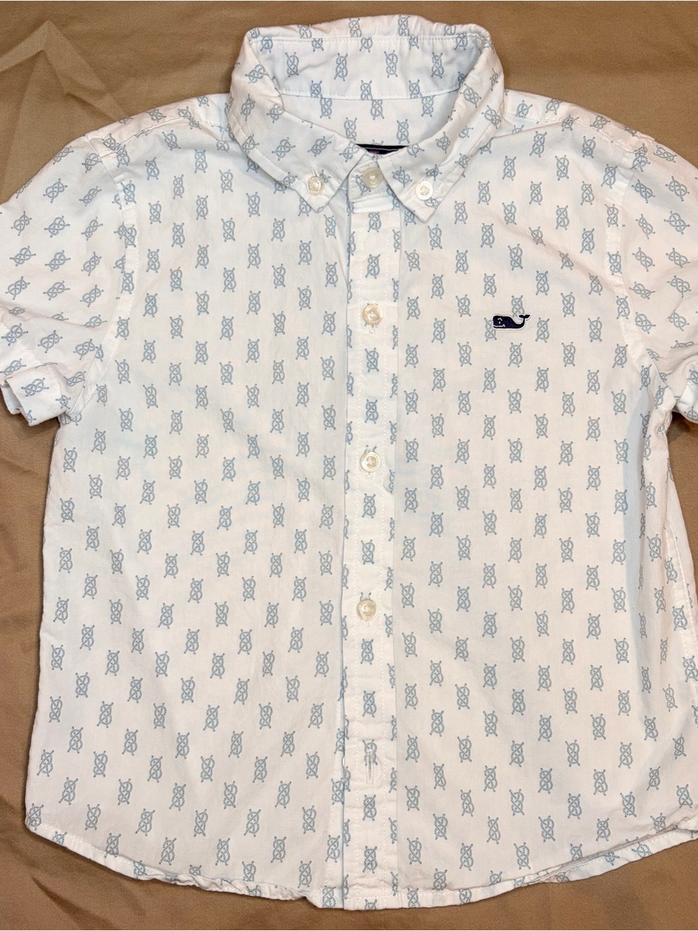 Vineyard Vines Boys 4T Nautical Rope Knot Short Sleeve Button Down Shirt EUC